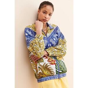 Farm Rio‎ Anthropologie Spotted Leaves Bananas Windbreaker Mixed Print Size L